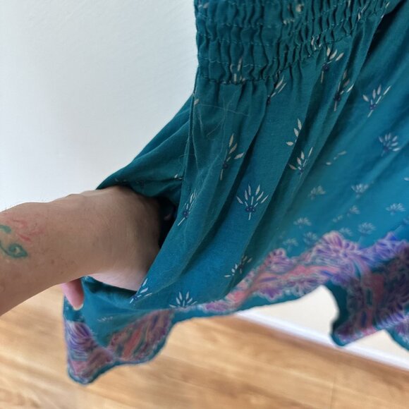 Anthony Richards Womens Dress Teal Floral Mandala 3X Cotton Short Sleeve Cotton - Picture 9 of 10